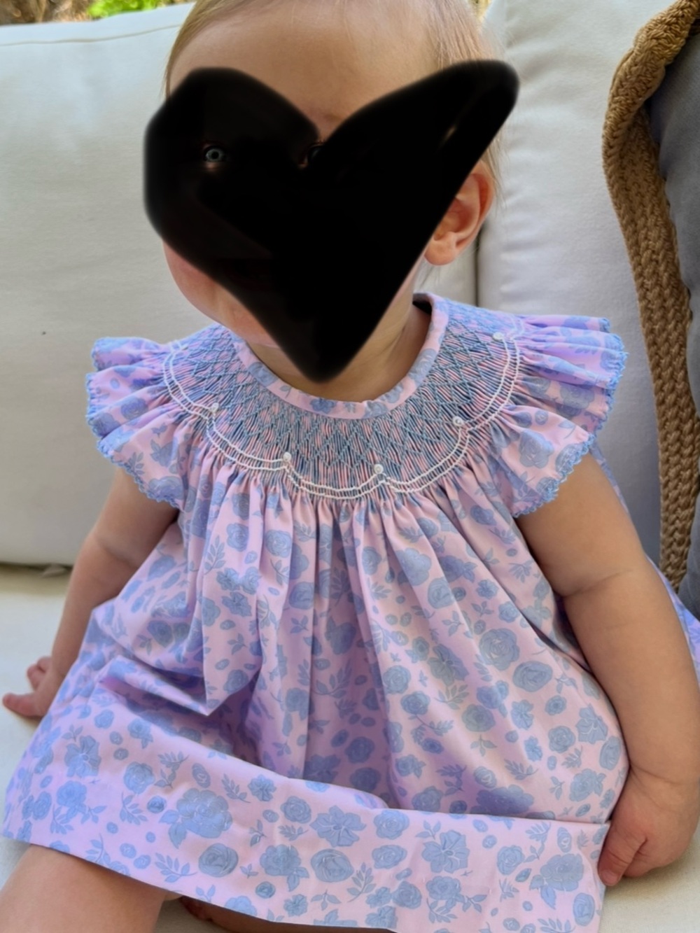 Girls Pink Floral Smocked Top - Picture 5 of 5